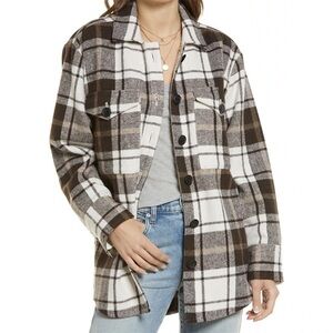 Nordstrom Treasure & Bond Plaid Shirt Jacket flannel classic plaid brown